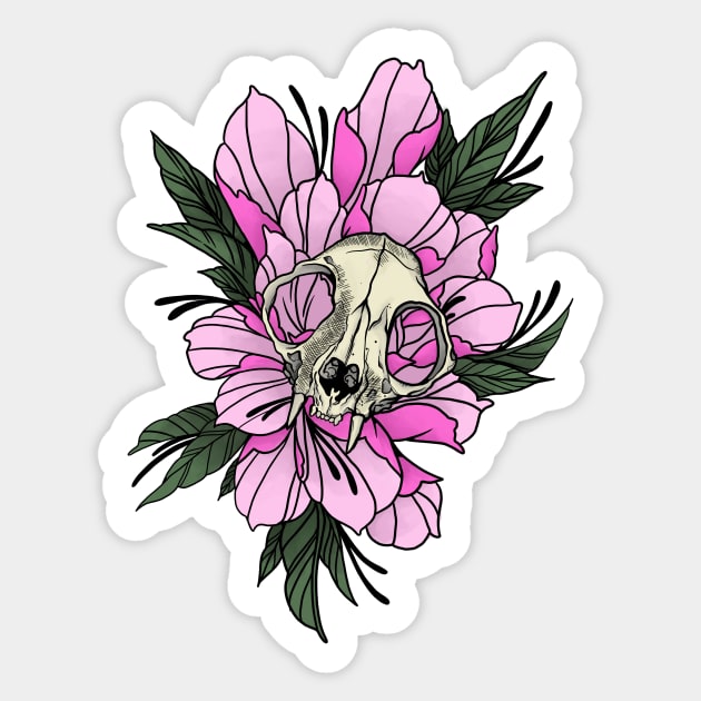 Floral Skull Sticker by WtfBugg